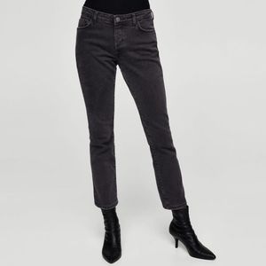 Mango Straight Leg Mid Rise Cropped Jeans Size 10 Faded Black